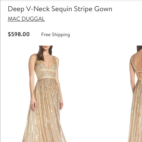 mac duggal gold sequin dress